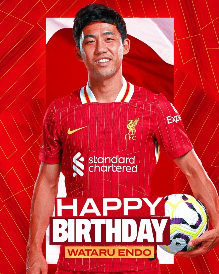  利物浦祝遠藤航32歲生日快樂，球員加盟紅軍至今出戰(zhàn)62場比賽