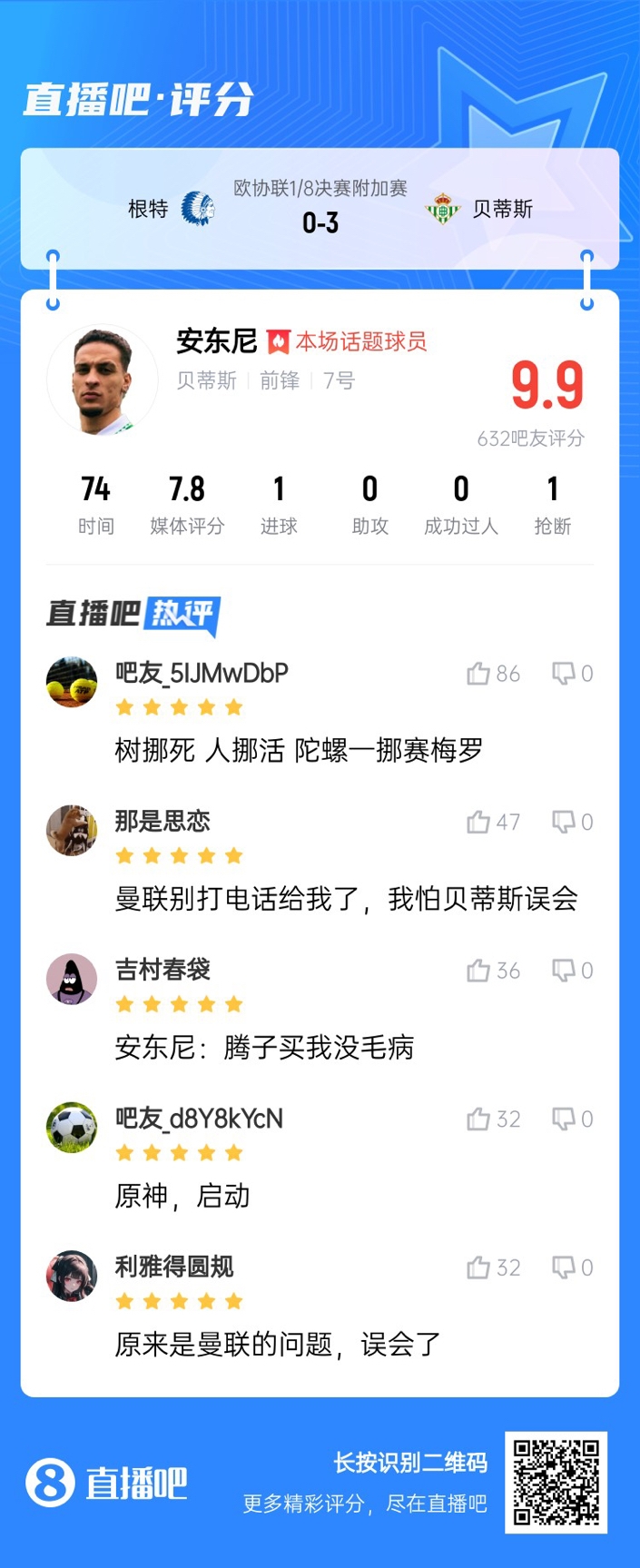  安東尼兜射圓規(guī)畫?。“捎言u(píng)分9.9：樹挪死人挪活 陀螺一挪賽梅羅