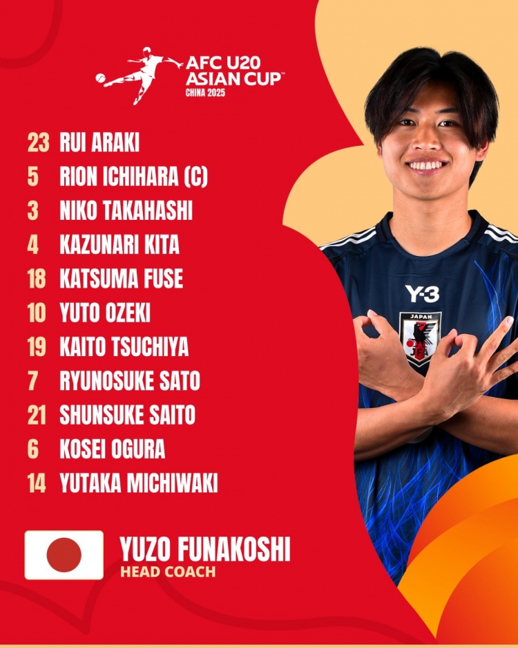  日本U20vs敘利亞U20首發(fā):高橋仁胡、佐藤龍之介出戰(zhàn) 高岡伶颯替補