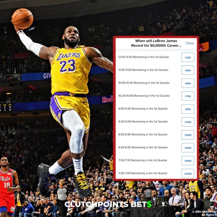  僅差1分！詹姆斯今日何時破五萬分賠率：開場30秒內(nèi)最被看好