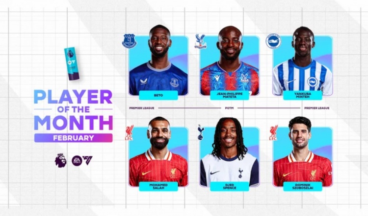  英超2月最佳候選：貝托、馬特塔、明特、薩拉赫、斯賓塞、索博
