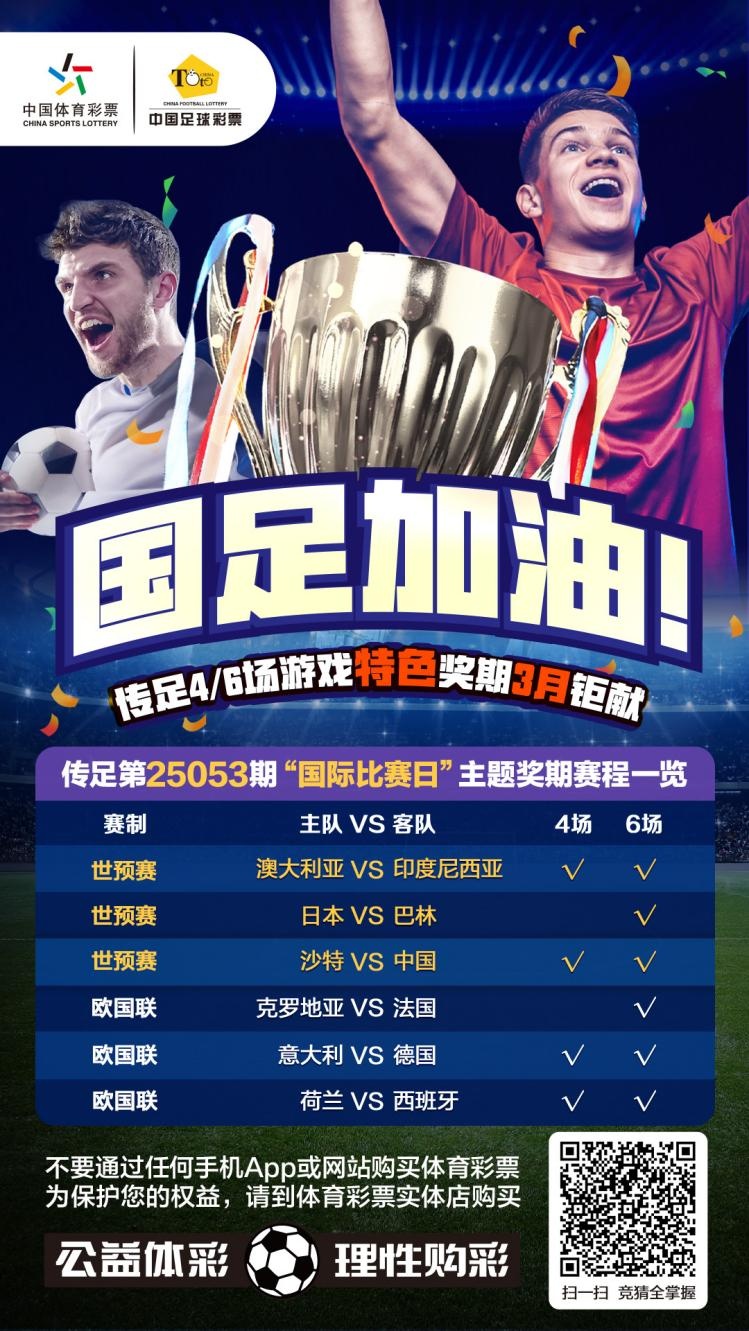  國(guó)足加油！傳足特色獎(jiǎng)期第25053期聚焦國(guó)際比賽日