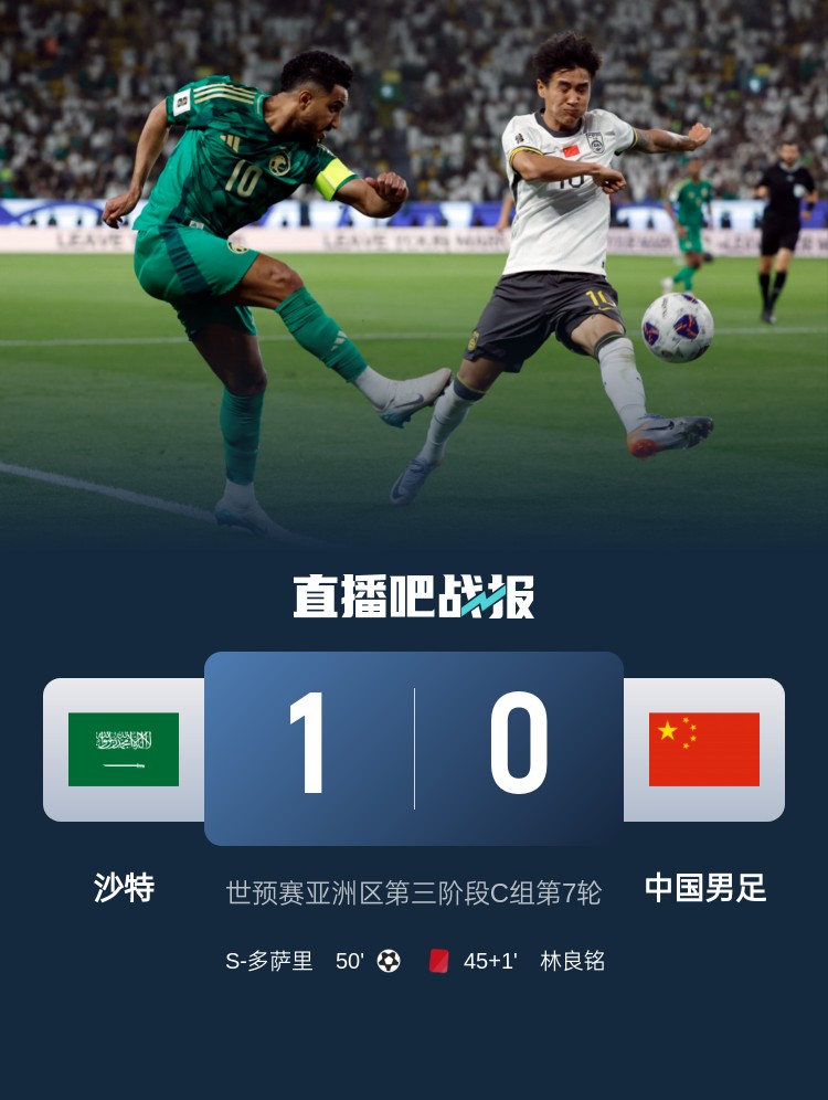  1-0小勝國(guó)足終結(jié)沙特在18強(qiáng)賽191天的進(jìn)球荒，上次進(jìn)球也是戰(zhàn)國(guó)足